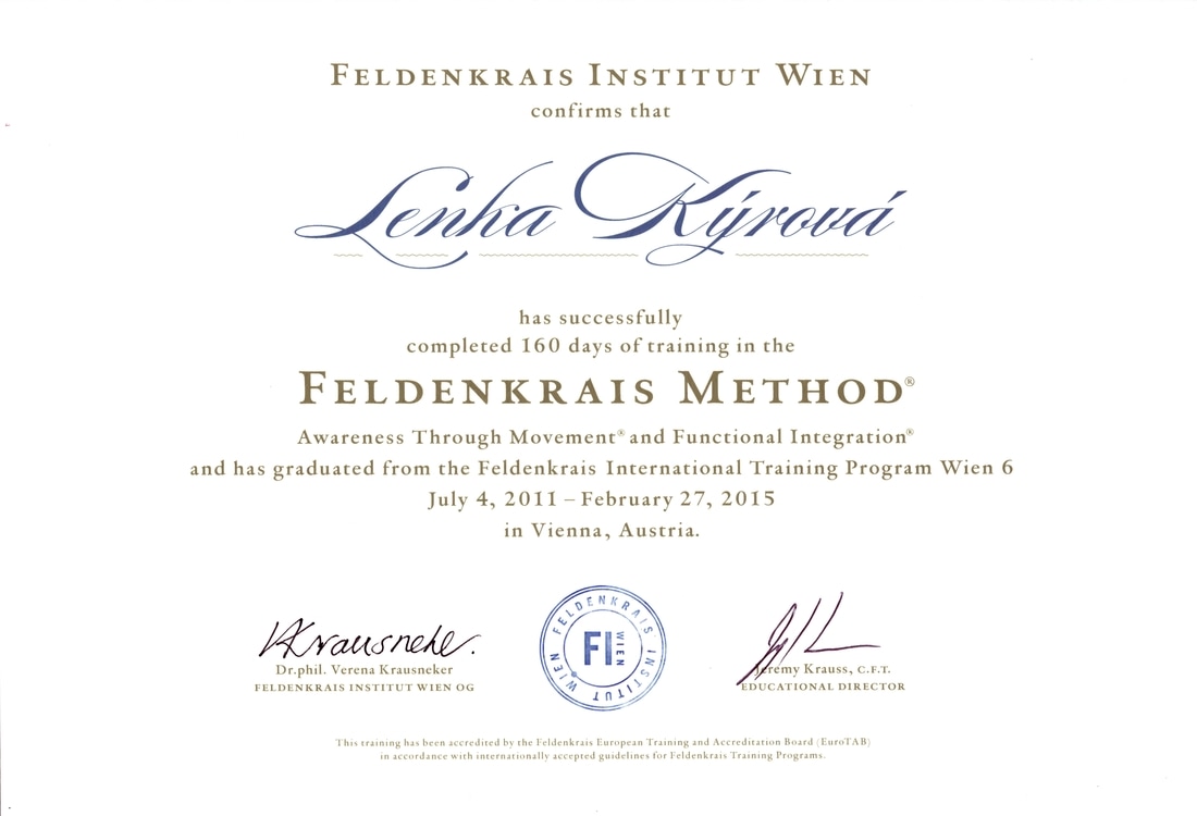 Certifikát Feldenkraisovy metody - Lenka Kýrová